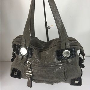 B. Makowsky Lindsey Gray Soft Shimmer Leather Tote